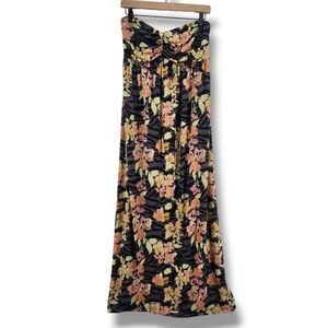 Torrid Grey Orange Hawaiian Floral Tube Top‎ Maxi Dress Size 1